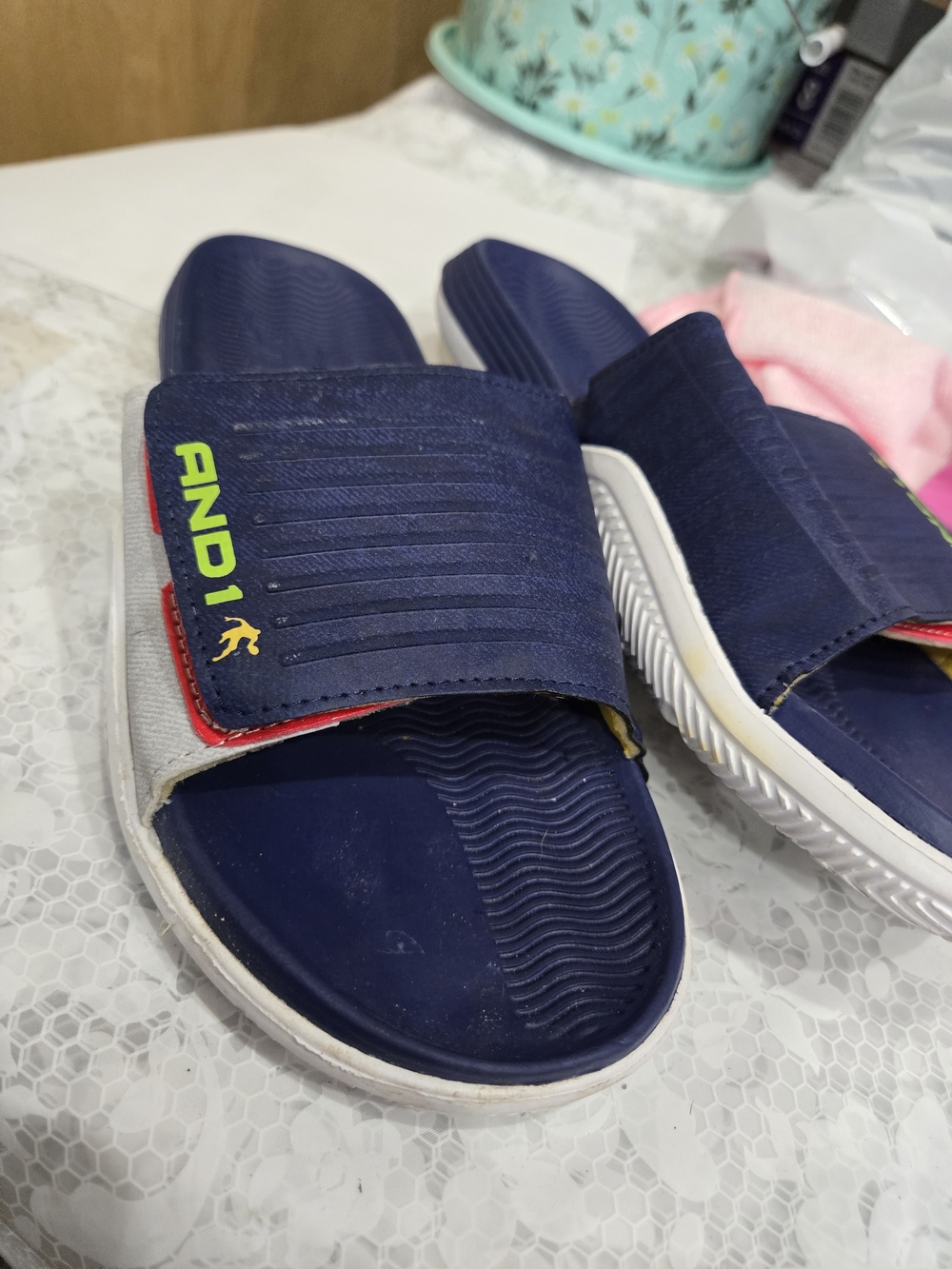 AND1 Navy Slide Sandals